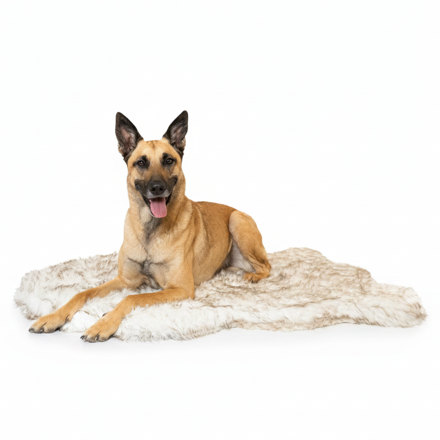 Pup Rug — Curve White with Brown Accents